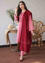 WOOL MARINA 3PC EMBROIDERED DRESS EMBROIDERED SHAWL D-322