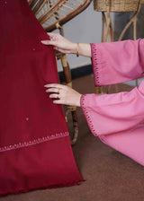 WOOL MARINA 3PC EMBROIDERED DRESS EMBROIDERED SHAWL D-322