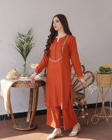WOOL MAREENA 3PC EMBROIDERED DRESS EMBROIDERED SHAWL D-327