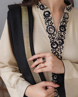 WOOL MAREENA 3PC EMBROIDERED DRESS EMBROIDERED SHAWL D-292