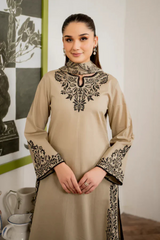 3pc KHADDAR Embroidered UnStiched Dress With Printed Wool Shawl D-123